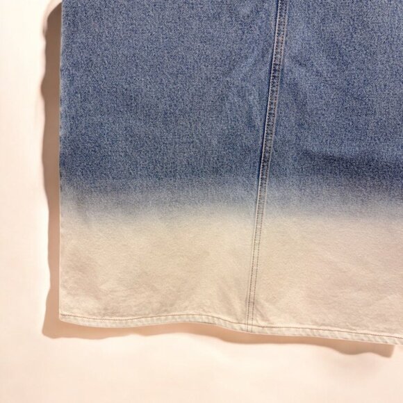 NWT Ena Pelly Darcie Dip Dye Denim Midi Skirt in Washed Blue - Picture 4 of 5